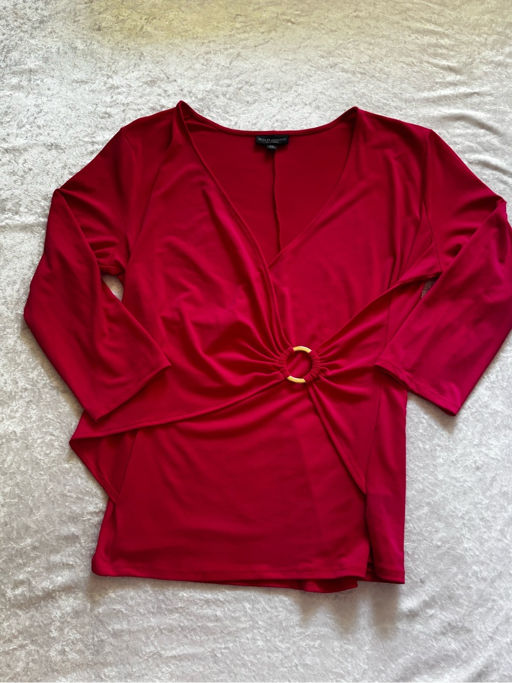 Bold Elements XXL Hot Pink Ring Detail Draped Y2K Going Out Top
